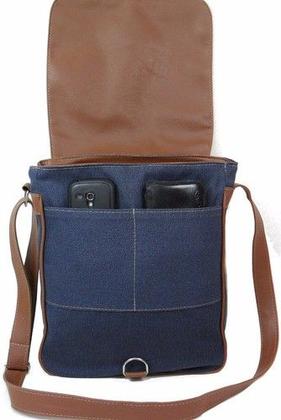 Imagem de Bolsa Pasta Transversal Em Lona Resistente Masculino Feminino Casual