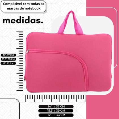 Imagem de Bolsa Pink Capa Case para Notebook 15.6 Neoprene Resistente à Água com Alça e Compartimento Externo