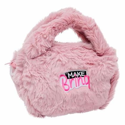 Imagem de Bolsa Plush Style Luxo Infantil Makebrinq Com Kit 2 Gloss Veganos Morango Baunilha