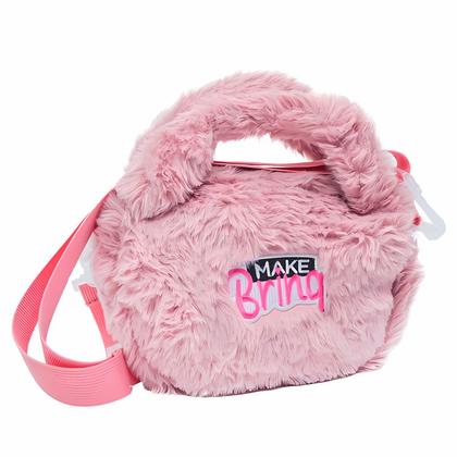 Imagem de Bolsa Plush Style Luxo Infantil Makebrinq Com Kit 2 Gloss Veganos Morango Baunilha