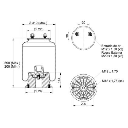 Imagem de Bolsa Pneumática Suspensão Eixo Carreta Facchini 2008 c Base