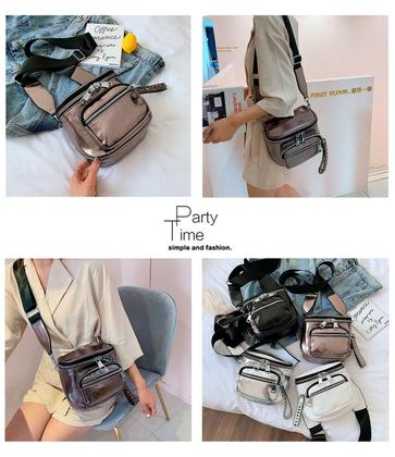 Imagem de Bolsa Pochete Feminina Couro Transversal Ombro Estilosa Bag