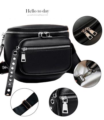 Imagem de Bolsa Pochete Feminina Couro Transversal Ombro Estilosa Bag