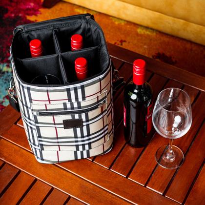 Imagem de Bolsa Porta Vinho / Bebidas Térmica Para 4 Garrafas Tira colo Reforçada - Várias Cores - PV4