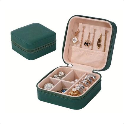 Imagem de Bolsa Portátil Porta Joia Divisórias Zíper Viagem Necessaire