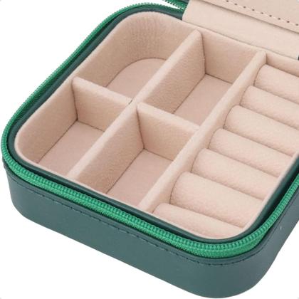 Imagem de Bolsa Portátil Porta Joia Divisórias Zíper Viagem Necessaire