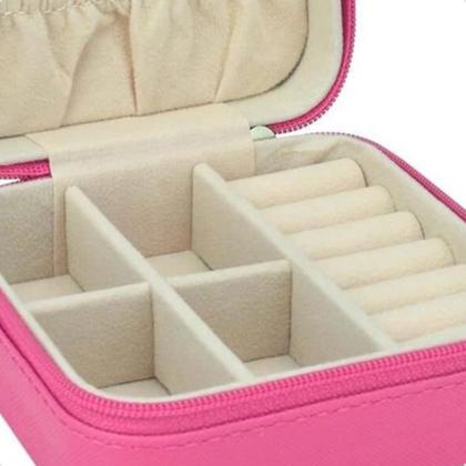 Imagem de Bolsa Portátil Porta Joia Divisórias Zíper Viagem Necessaire