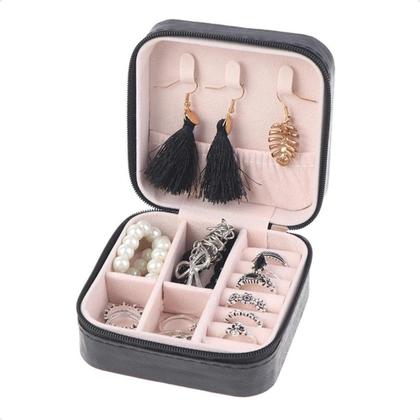 Imagem de Bolsa Portátil Porta Joia Divisórias Zíper Viagem Necessaire