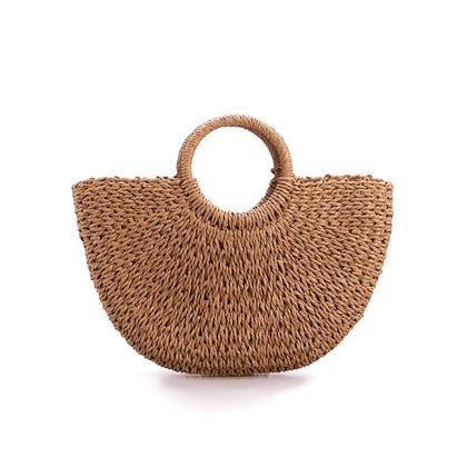 Imagem de Bolsa Praia Feminina Palha Forrada Meia Lua Artesanal Luxo