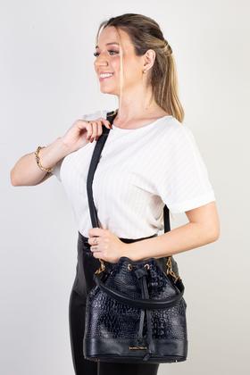 Imagem de Bolsa saco em couro croco Nadia