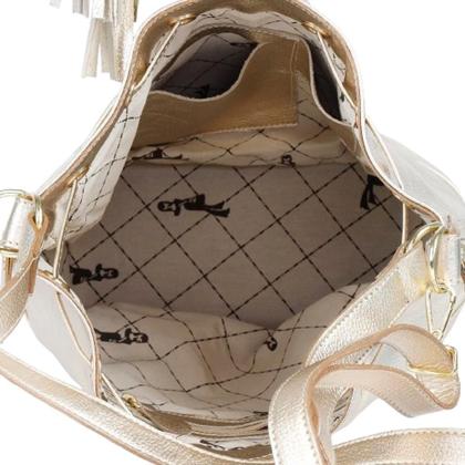 Imagem de Bolsa Saco Transversal Feminina Tiracolo Couro Ouro Light