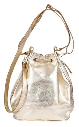 Imagem de Bolsa Saco Transversal Feminina Tiracolo Couro Ouro Light