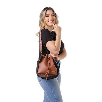 Imagem de Bolsa Sacola Bolsa Saquinho e Carteira Kit Feminino Las Vegas Alça Peruana Moderna Alice Monteiro