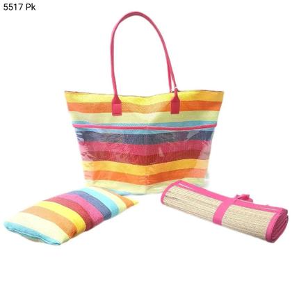 Imagem de Bolsa Sacola de Praia Palha com Esteira e Almofada 5517