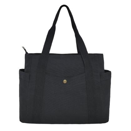 Imagem de Bolsa Sacola Ecobag Algodão Cru Leve Vários Bolsos Ombro Casual Escola Trabalho Sair