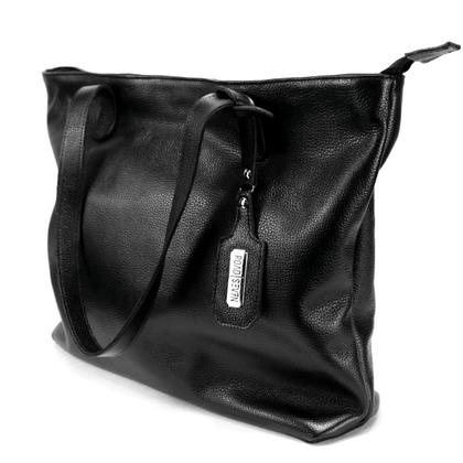 Imagem de Bolsa Sacola Grande Feminina Couro Legitimo Bovino Preta Road Seven