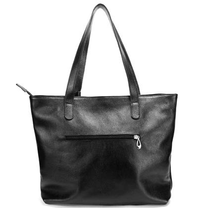 Imagem de Bolsa Sacola Grande Feminina Couro Legitimo Bovino Preta Road Seven