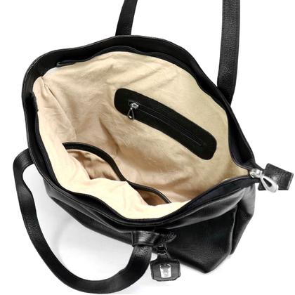 Imagem de Bolsa Sacola Grande Feminina Couro Legitimo Bovino Preta Road Seven