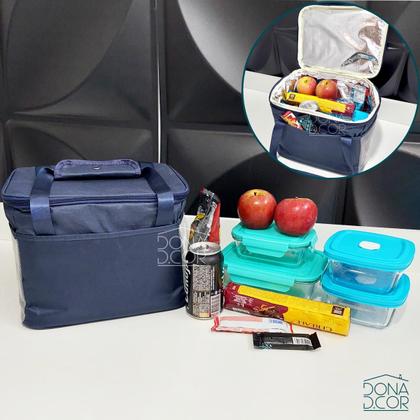 Imagem de Bolsa Sacola Termica Marmita 10L Necessarie Viagem Lanche Trabalho Academia Fitness Bag Unissex Azul Lancheira 10 Litros Grande para Praia Camping 