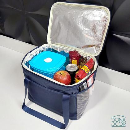 Imagem de Bolsa Sacola Termica Marmita 10L Necessarie Viagem Lanche Trabalho Academia Fitness Bag Unissex Azul Lancheira 10 Litros Grande para Praia Camping 