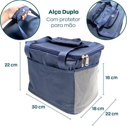 Imagem de Bolsa Sacola Termica Marmita 10L Necessarie Viagem Lanche Trabalho Academia Fitness Bag Unissex Azul Lancheira 10 Litros Grande para Praia Camping 