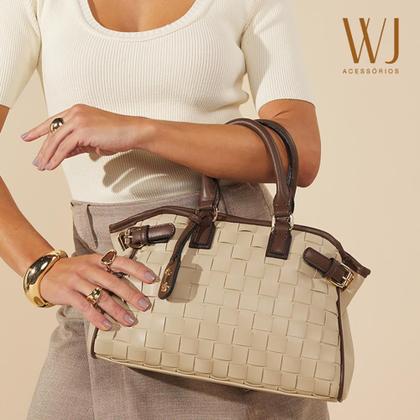 Imagem de Bolsa satchel tressê xadrez wj sintético