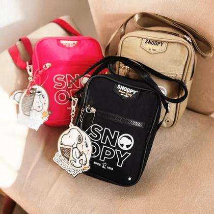 Bolsa Shoulder Bag Snoopy Preta Transversal Alça Regulável