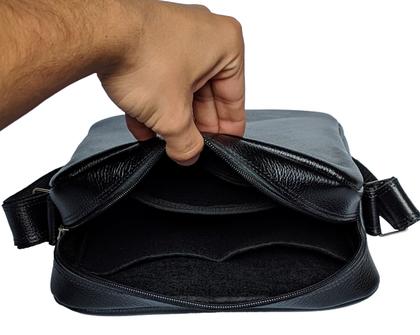 Imagem de Bolsa Shoulder Bag Ziper Transversal Em Couro Legitimo Transversal Alça