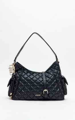 Imagem de Bolsa Shoulder Matelasse Charm Lança Perfume Preta E Bege Cor:Preto