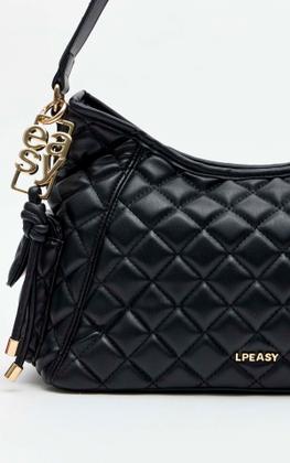 Imagem de Bolsa Shoulder Matelasse Charm Lança Perfume Preta E Bege Cor:Preto