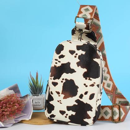 Imagem de Bolsa Sling Mzjeaziany - Estampa de Vaca - Bolsa de Peito em Couro PU para Mulheres