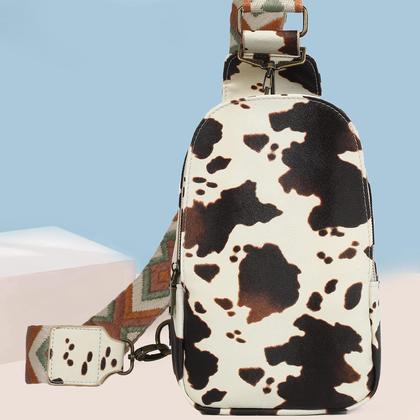 Imagem de Bolsa Sling Mzjeaziany - Estampa de Vaca - Bolsa de Peito em Couro PU para Mulheres