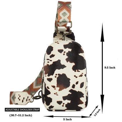 Imagem de Bolsa Sling Mzjeaziany - Estampa de Vaca - Bolsa de Peito em Couro PU para Mulheres