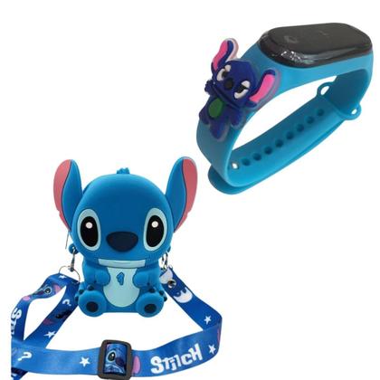 Imagem de Bolsa Stitch Infantil Feminina Kit Com Relógio Digital