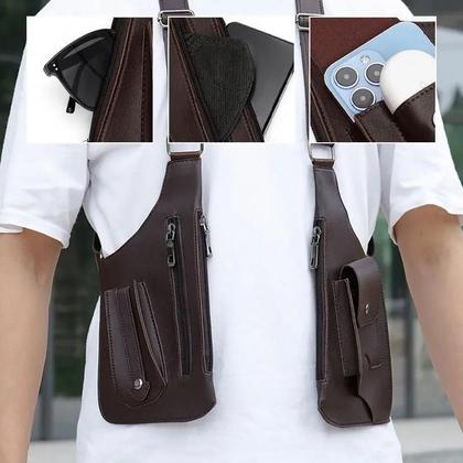 Imagem de Bolsa Tática Impermeável Para Pesca Masculina Em PU Com Alça Dupla E Múltiplos Bolsos, Bolsa