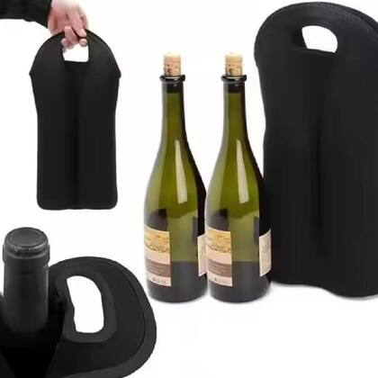 Imagem de Bolsa Termica 2 Garrafas Porta Vinho Wine Bag Sacola Champanhe Neopreme Acolchoada Portatil Alça