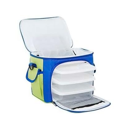 Imagem de Bolsa Térmica 3 Potes - Azul Royal com Verde Fit - Padrão: Único