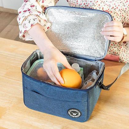 Imagem de Bolsa Térmica Com Alça Unissex Marmita Viagem Lancheira CINZA