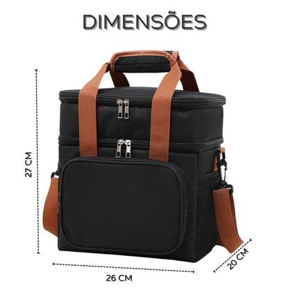 Imagem de Bolsa Térmica Divisórias Mochila Lancheira Grande Com Alça