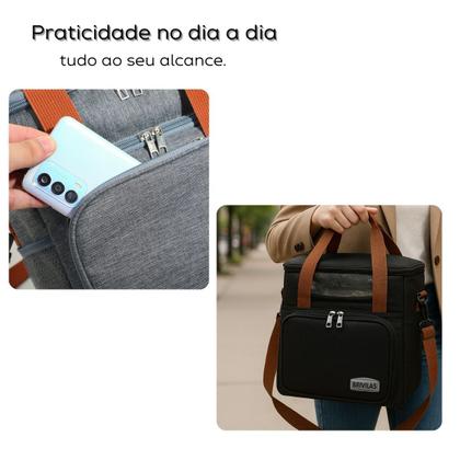 Imagem de Bolsa Térmica Divisórias Mochila Lancheira Grande Com Alça