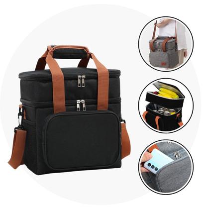 Imagem de Bolsa Térmica Divisórias Mochila Lancheira Grande Com Alça