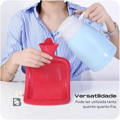 Imagem de Bolsa Térmica Emborrachada De Agua Quente Fria Compressa Tratamento Cólica Sinusite Lesão Muscular