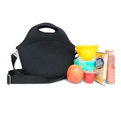 Imagem de Bolsa Térmica Feminina Lancheira Neoprene Preto Liso Marmita