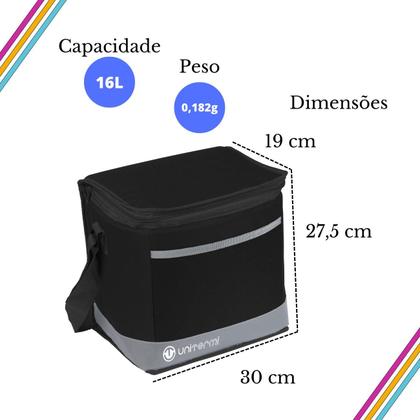 Imagem de Bolsa Térmica Fitness Com Alça 16L Soft Cooler Sacola Térmica Praia Pesca Camping Lancheira Unitermi