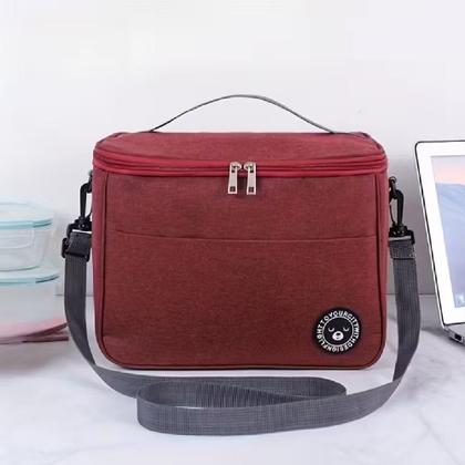 Imagem de Bolsa termica fitness frasqueira trabalho academia frutas marmita bebida lancheira alca regulavel bolsinho vinho