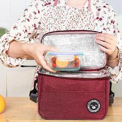 Imagem de Bolsa termica fitness frasqueira trabalho academia frutas marmita bebida lancheira alca regulavel bolsinho vinho