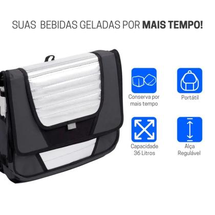 Imagem de Bolsa Térmica Ice Cooler 36 Litros Com divisória e Alça 40 Latas Camping Multiuso Mor