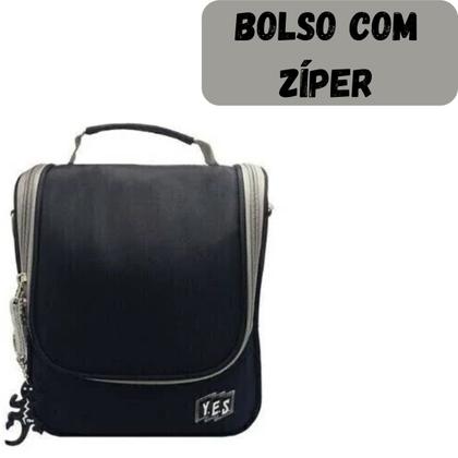 Imagem de Bolsa Térmica Lancheira Alça Porta Marmita Fitness Escola Trabalho Academia Frasqueira Grande Resistente Preta Casual