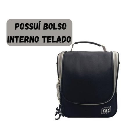 Imagem de Bolsa Térmica Lancheira Alça Porta Marmita Fitness Escola Trabalho Academia Frasqueira Grande Resistente Preta Casual