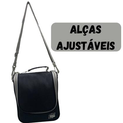 Imagem de Bolsa Térmica Lancheira Alça Porta Marmita Fitness Escola Trabalho Academia Frasqueira Grande Resistente Preta Casual